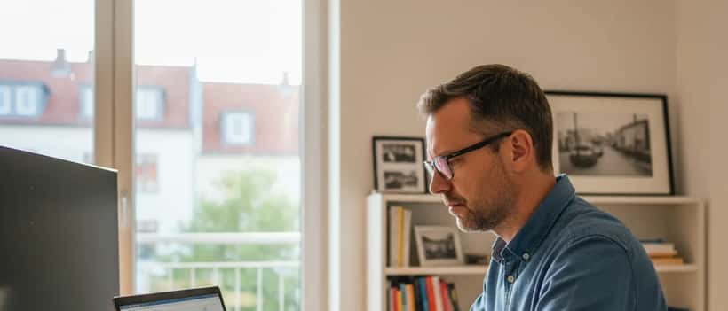 IT-Spezialist prüft Router-Konfiguration auf einem Laptop