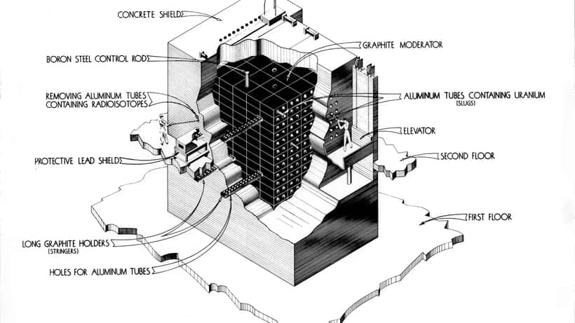 Interior de un reactor nuclear: pequeñas esferas de uranio en una planta nuclear de Estados Unidos