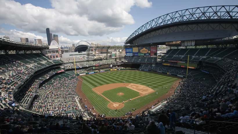 Vue aérienne du stade T-Mobile Park des Seattle Mariners à Seattle
