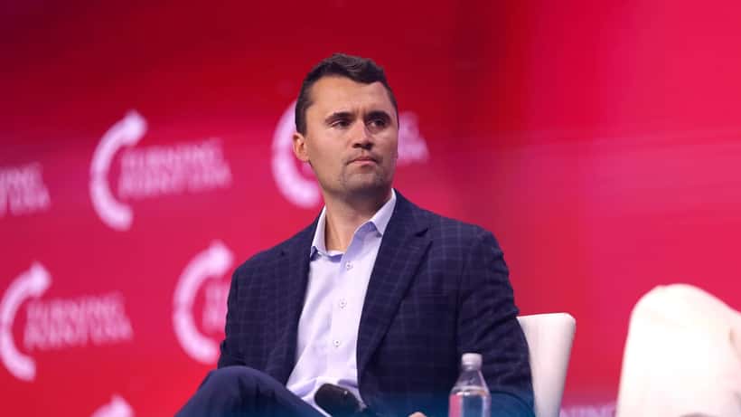 Charlie Kirk speaking at a political event in Tampa, July 2025