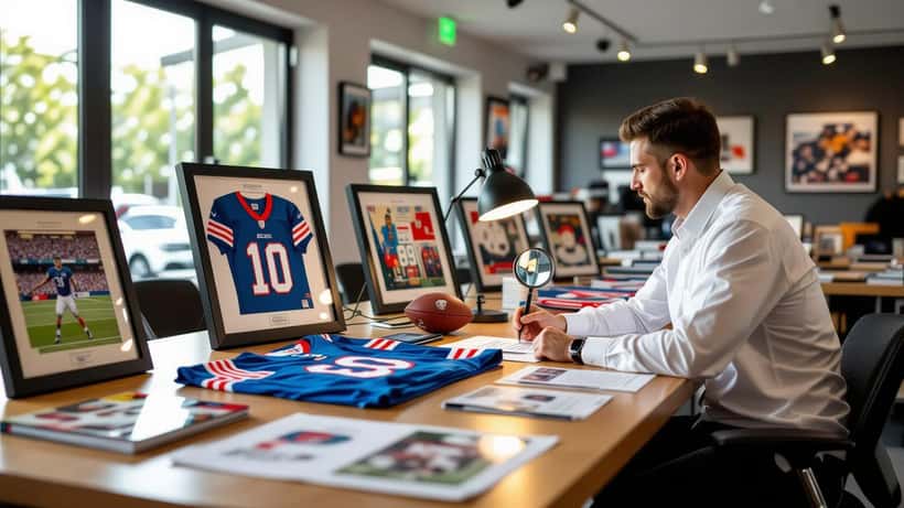 Signerede vintage-fodboldtrøjer og memorabilia vurderes på et auktionshus