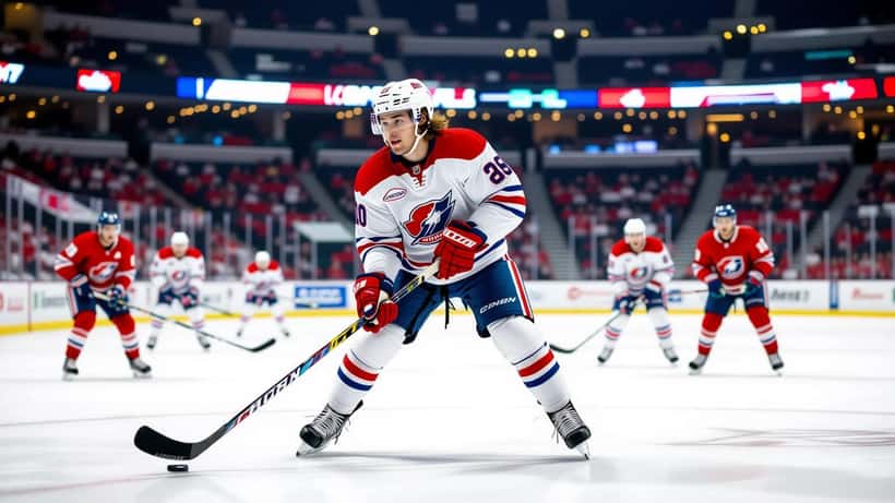 Brooks Rogowski, jeune espoir du hockey sur glace, s'entraîne sur la patinoire avec les Generals d'Oshawa