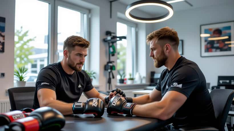MMA-sporter met gezichtsletsel wordt onderzocht door sportarts in Amsterdam sportskliniek