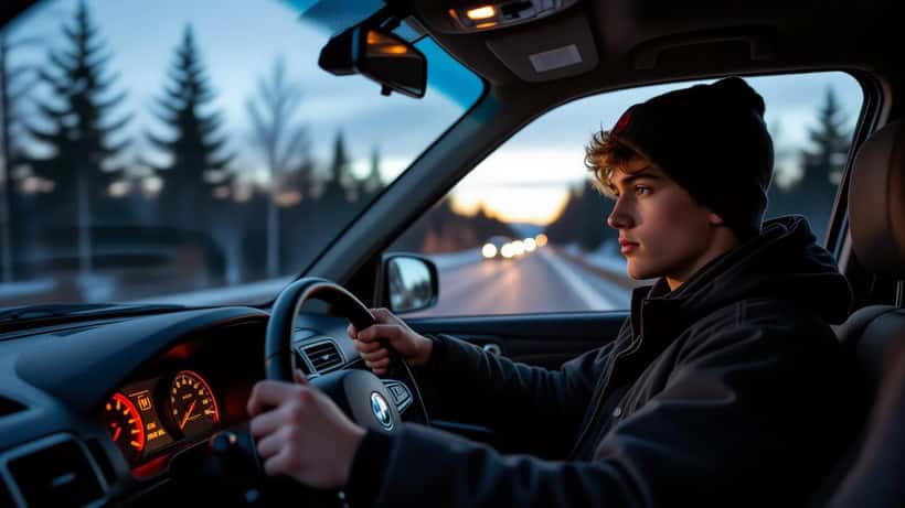 Autoja ajaa yöllä kaupungin kadulla, nuorten yöajokielto voimaan Suomessa