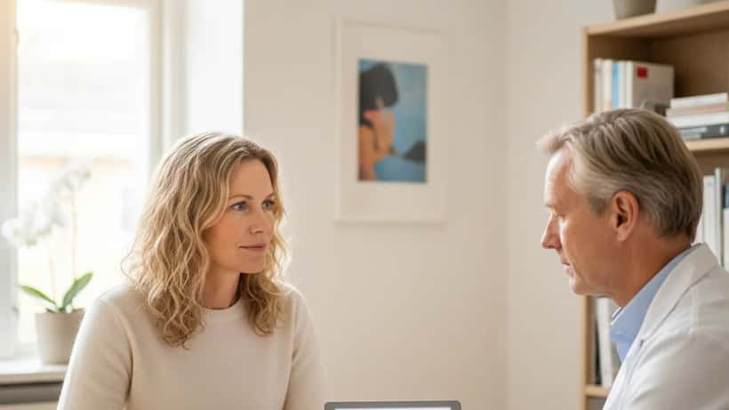 Svensk kvinna i konsultation med läkare i Stockholm om hälsobedömning