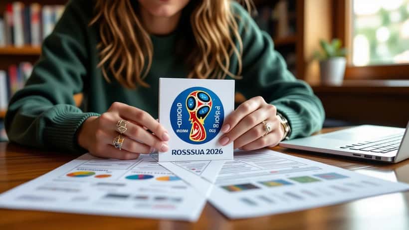 Person mit Panini WM 2026 Stickeralbum und Steuerformularen auf dem Tisch