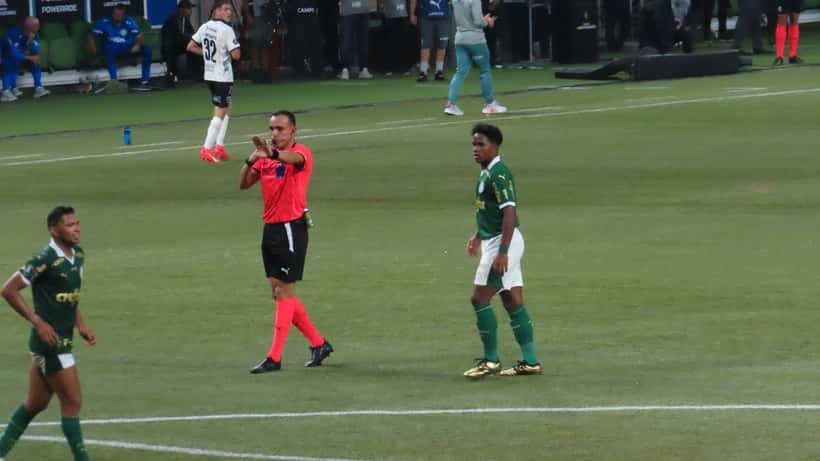 Endrick, young Brazilian footballer, playing for Palmeiras against Liverpool in April 2024