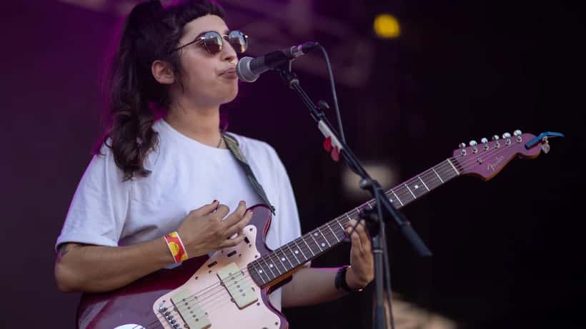 Performer on stage at Laneway Festival Australia, outdoor music event crowd