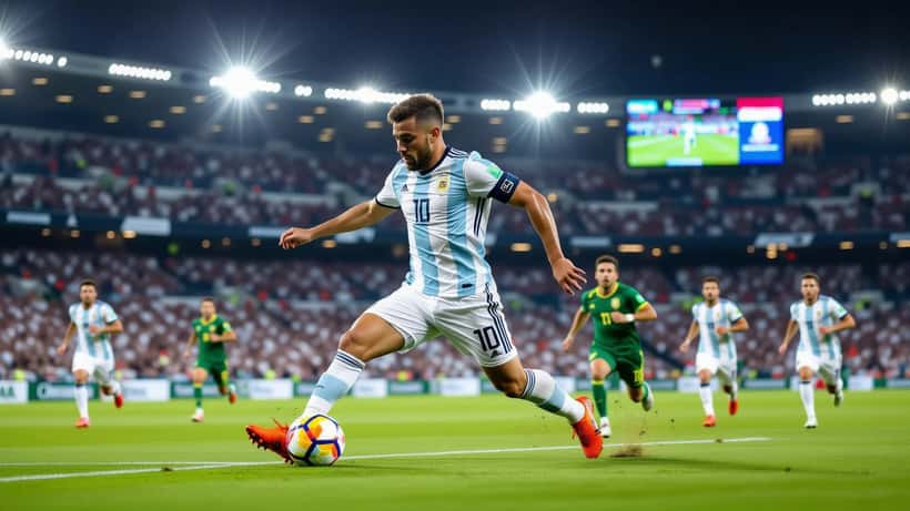 Alexis Mac Allister controls the ball during a 2026 World Cup qualifier