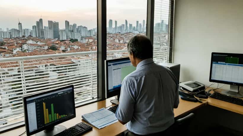 Consultor financeiro analisando dados de balança comercial e commodities em São Paulo
