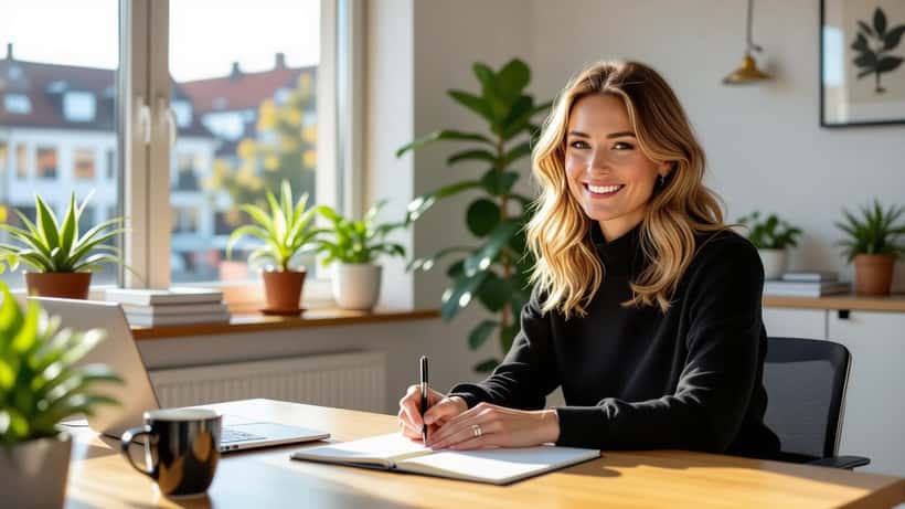 Kvinde i psykologkonsultation i et moderne, lyst kontor i København