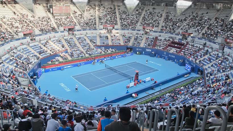 Tennis match at Beijing National Tennis Centre during the China Open