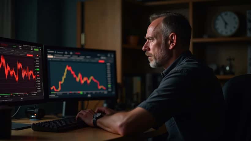 Dansker analyserer faldende Tesla-aktie på computer