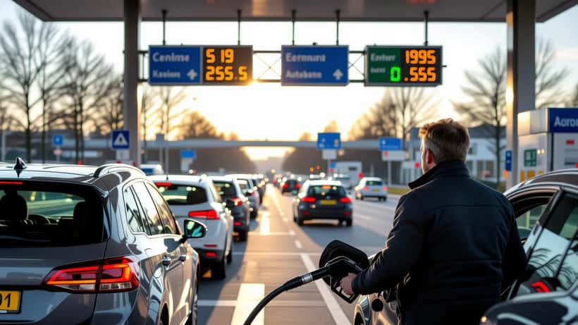 Nederlandse automobilist tankt bij Duits tankstation aan de grens