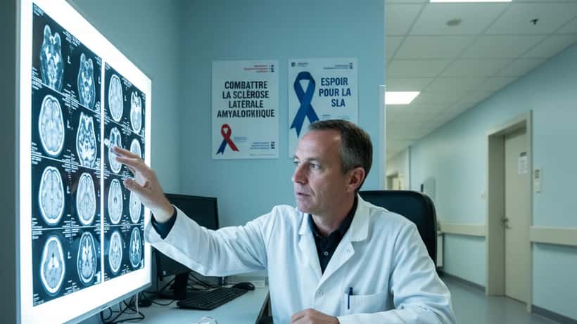 Neurologue parisien examinant des IRM cérébraux dans un service de neurologie hospitalier