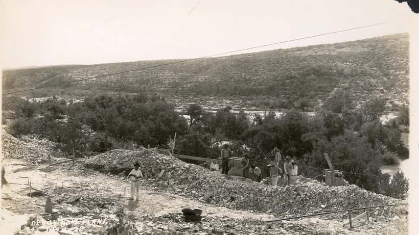 Hydro-electric power construction workers and transmission infrastructure