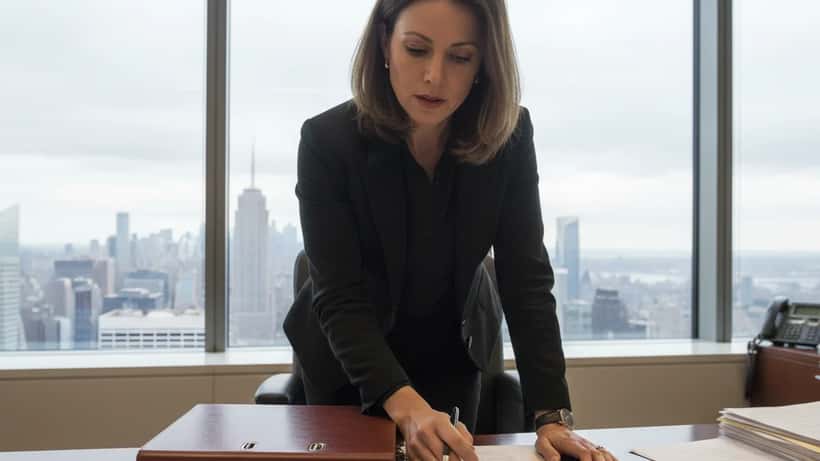 Estate attorney reviewing Michael Jackson estate tax documents in a New York law office