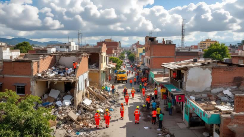Sauveteurs et secours dans une rue de Venezuela après un séisme en 2026