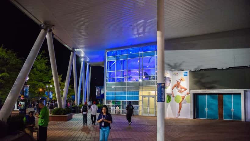 US Open tennis qualifying grounds at night at USTA Billie Jean King National Tennis Center Flushing New York