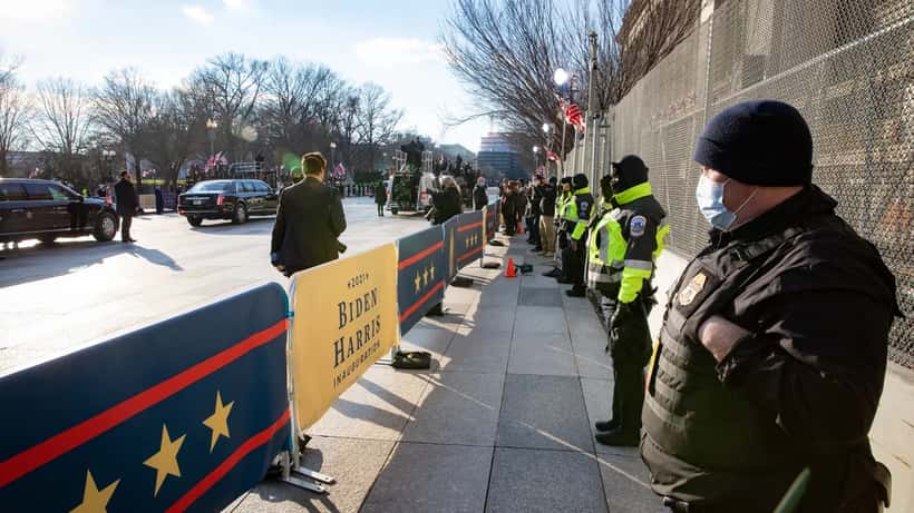Sicherheitspersonal nahe dem Weißen Haus in Washington D.C.