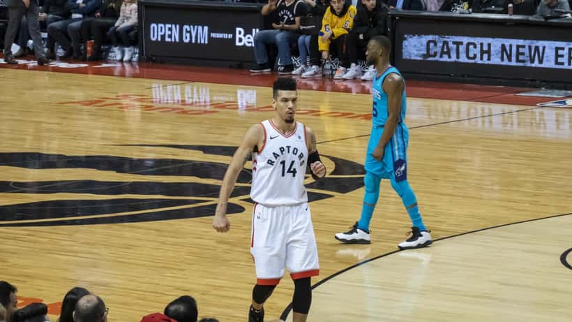 Joueur des Toronto Raptors en action lors d'un match NBA
