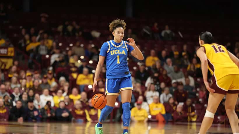 Kiki Rice, 2026 NCAA champion and WNBA draft prospect, in action on the basketball court