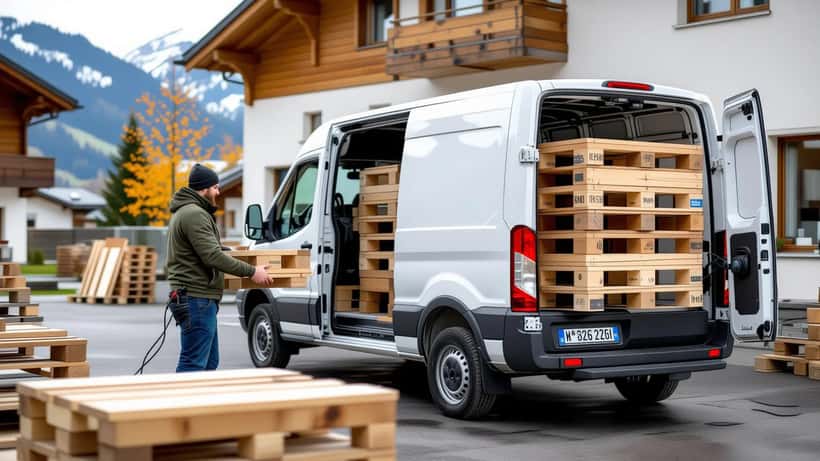 Artisan suisse chargeant une camionnette électrique devant un atelier genevois, octobre 2026