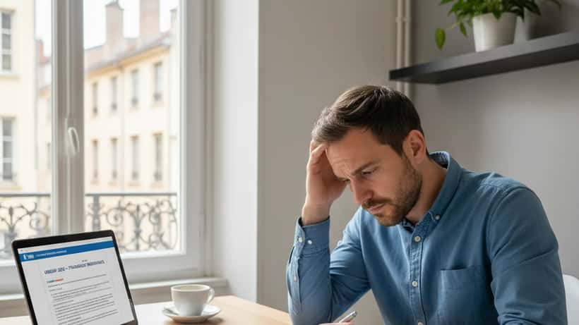 Travailleur indépendant lyonnais stressé face à ses documents URSSAF 2026