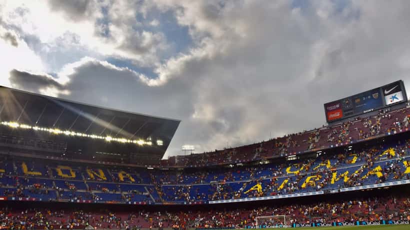 Camp Nou stadium packed with fans during FC Barcelona La Liga home match