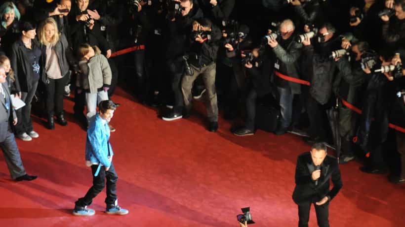 Justin Bieber performing live on stage at a major concert event