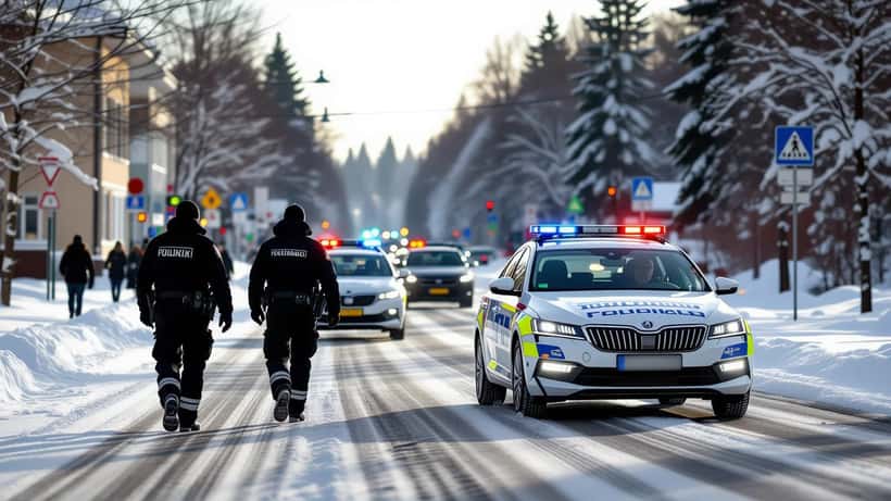 Poliisi tutkii liikenneonnettomuutta tienpinnalla pelastusajoneuvojen kanssa