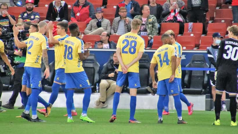 Brøndby IF-spillere i Champions League play-off mod FC Salzburg 2021 — Andreas Maxsø var kaptajn