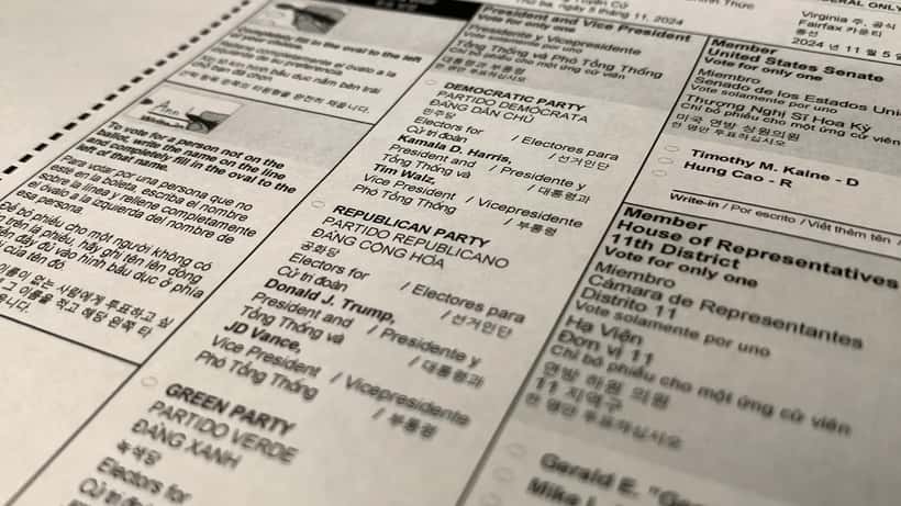 Absentee mail-in ballot envelope for US election 2026
