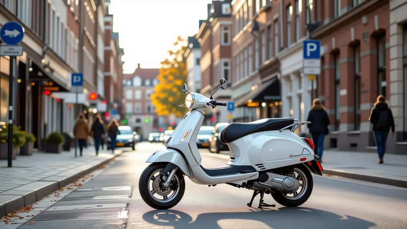 Moderne elscooter parkeret på dansk gade i 2026