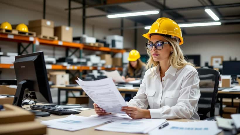 Responsable RH examinant des fiches de paie et un avis de cotisation accidents du travail dans une entreprise du bâtiment
