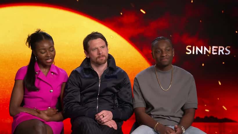 Cast members of Sinners film at a press interview event in 2026