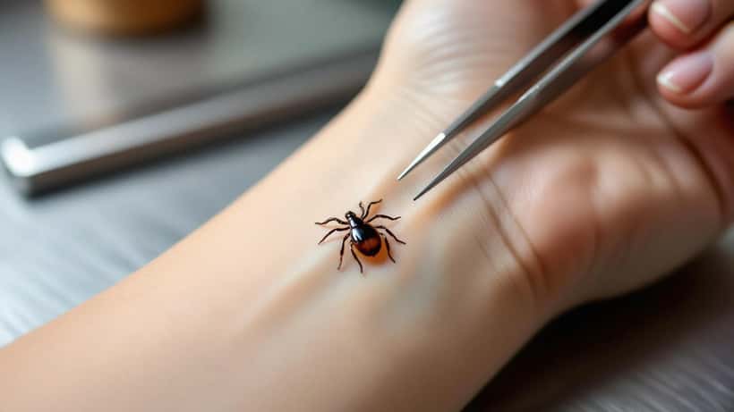 Ixodes ricinus -punkki heinikossa — suomalainen puutiaisaivokuumeen ja borrelioosinen kantaja