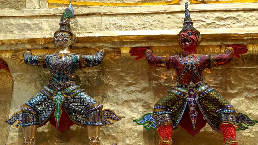 Wat Phra Kaew temple in Bangkok under intense summer sun