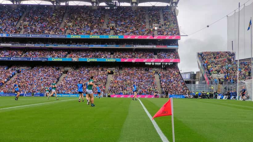 GAA players competing in the 2023 All-Ireland Senior Football Championship Final at Croke Park