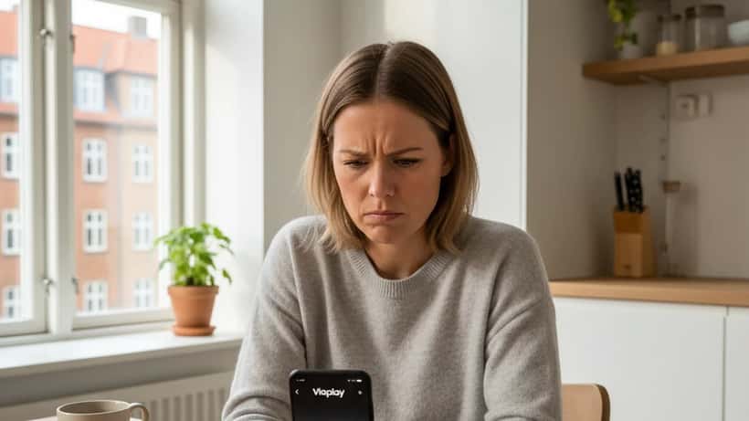 Danish woman looking at streaming price increase notification on phone