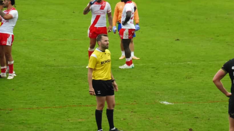 Hull FC players in action during a Super League match