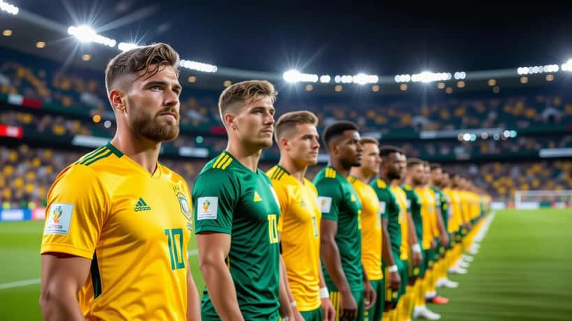 Socceroos players line up before Paraguay vs Australia international friendly 2026