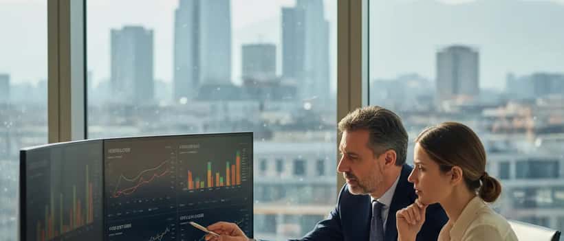 Consulente finanziario italiano che analizza il prezzo dell'oro con un cliente