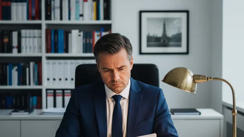 Finanzberater prüft Unterlagen zu NATO-Verteidigungskosten und Investitionen in einem Frankfurter Büro