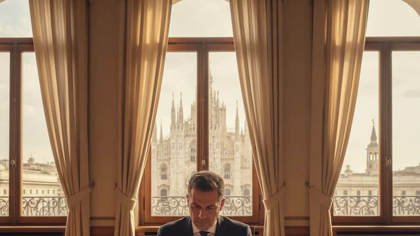 Avvocato italiano esamina documenti legali in uno studio milanese