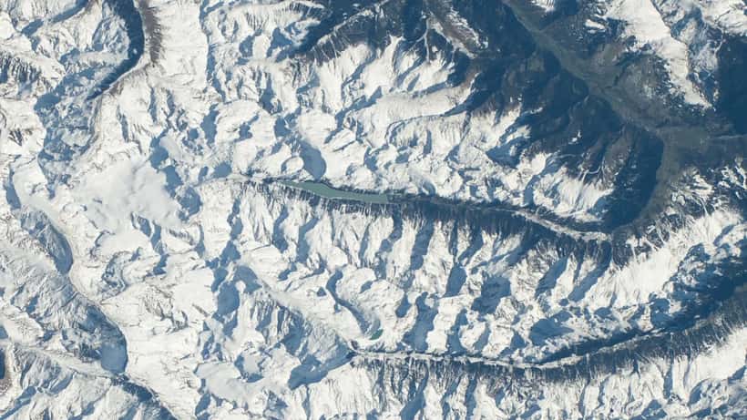 Luftaufnahme des Kaunertal-Tals und Gepatschspeichers in Tirol