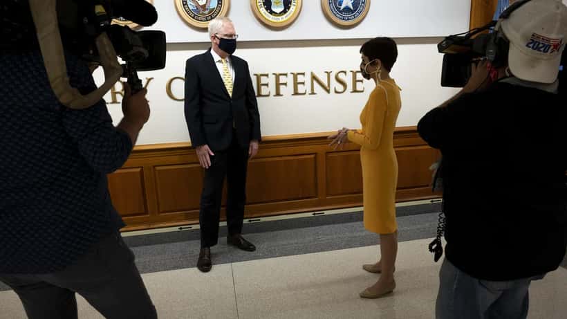Catherine Herridge speaking at a press briefing