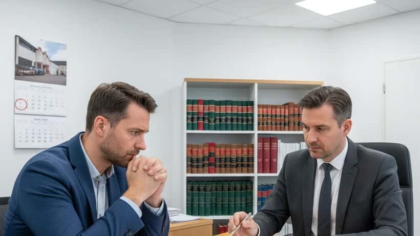 Person am Telefon mit besorgtem Gesichtsausdruck, symbolisiert rechtliche Konsequenzen von Aprilscherzen