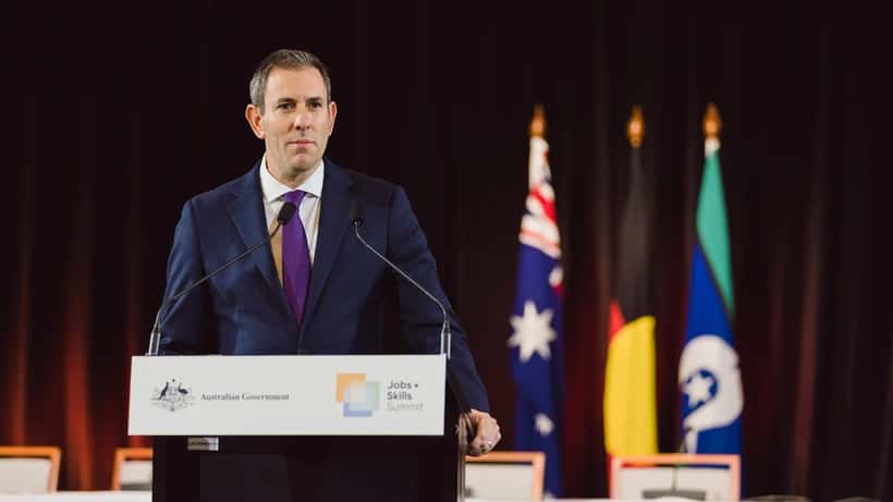 Treasurer Jim Chalmers speaking at the Jobs and Skills Summit 2022
