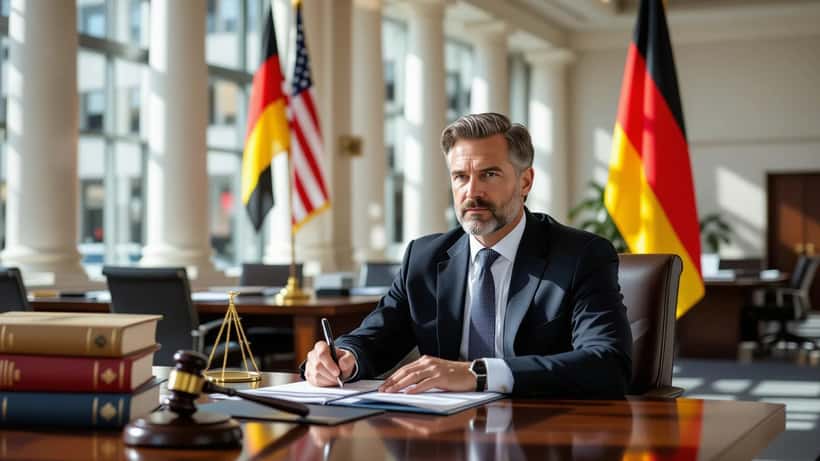 Deutscher Anwalt prüft internationale Rechtsdokumente in einem US-Bundesgericht 2026